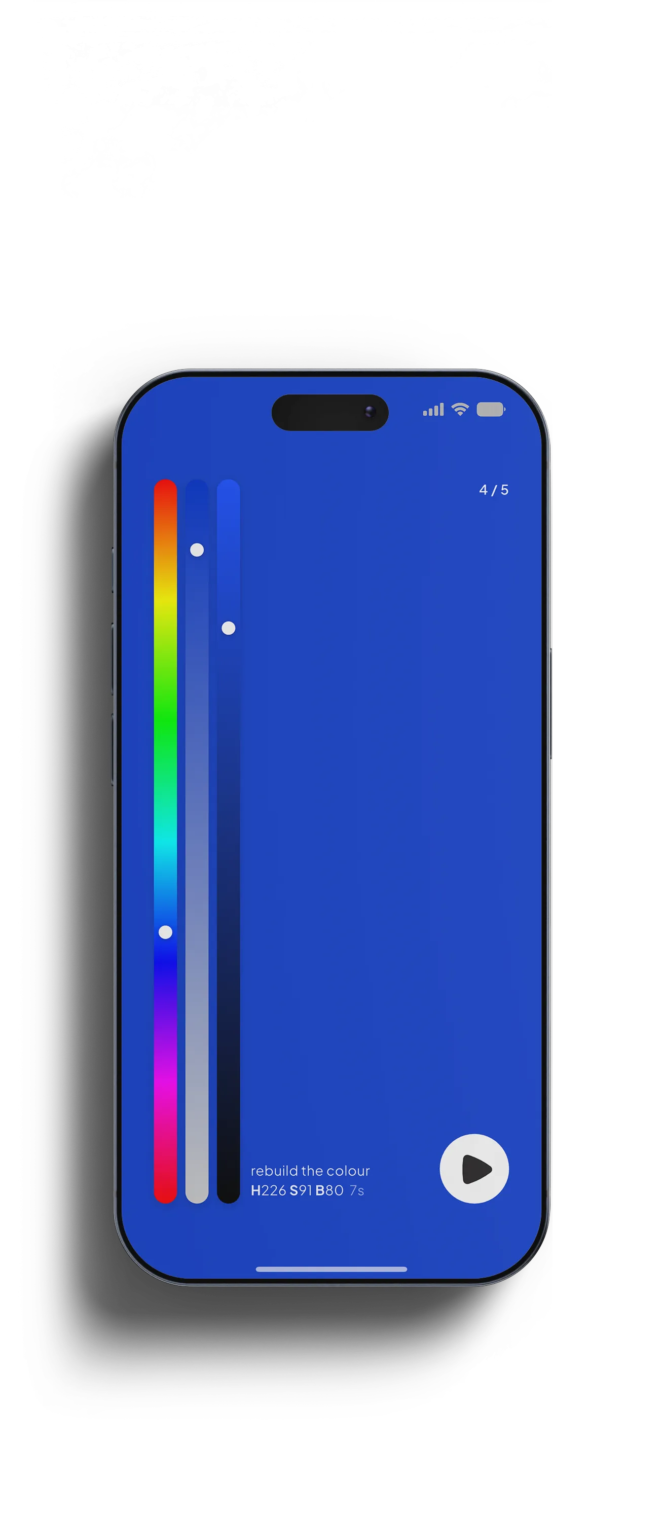 Color Hunt: rebuilding the colour from memory with hue, saturation and brightness sliders